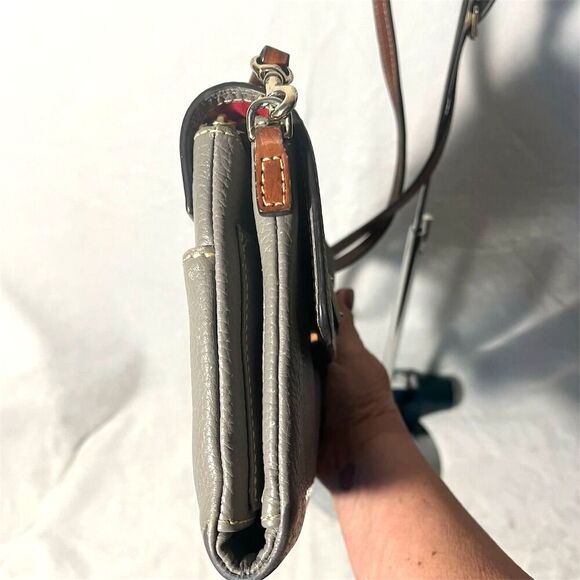 Dooney & Bourke Women's Taupe Pebbled Leather Crossbody Bag - Picture 7 of 16